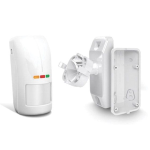 OPAL PLUS SET 2 - Rivelatore da esterno doppia tecnologia PIR+MW, ricevitore infrarossi e sensore crepuscolare integrati, regolazione da remoto della sensibilità, colore bianco, completo di snodo BRACKET E - Satel