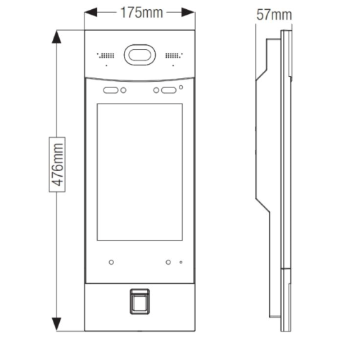 VTO9541D-S3 - Postazione esterna videocitofonica IP in alluminio anodizzato IK07, schermo 10" LCD touch screen, IP65, apertura tramite riconoscimento, password, lettore biometrico di impronte, lettore di badge e TAG, 12Vdc - Dahua