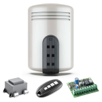KIT-DOGE-CT3 : Kit Sirena-centrale DOGE CT3 comprensiva di:  1 alimentatore TL1207, 2 radiocomandi VELA TX nero, 1 ricevente VELA RX 4CH ed 1 batteria 1,2 Ah - Venitem