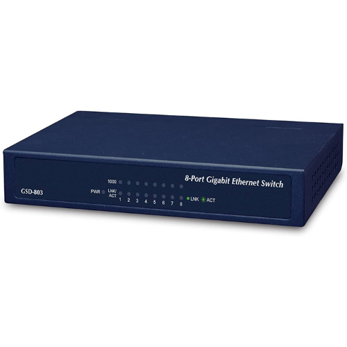 GSD-503 - 5-Port 10/100/1000Mbps Gigabit Ethernet Switch (External Power) - Metal Case - Planet