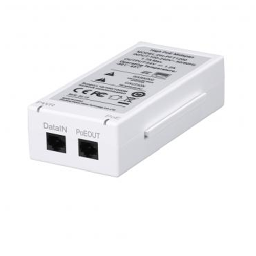 PFT1200 : Iniettore 1 porta non PoE GE, 1 porta HI-PoE GE, alimentazione 220Vac. Lo si può utilizzare a monte di 2 PFT1300 per connettere 3 telecamere IP PoE (la prima connessa al primo PFT1300. Le altre due all'ultimo PFT1300, fino a 8W ciascuna) per ave