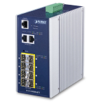IGS-10080MFT - IP30 Industrial 6* 100/1000X SFP + 2* 1G/2.5G SFP + 2*10/100/1000T Full Managed Ethernet Switch (-40 to 75 degree C, dual redundant power input on 12~48VDC terminal block, ERPS Ring, 1588, Modbus TCP, IPv4/IPv6 Static Routing, supports 100F