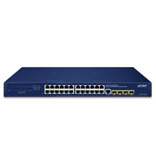GS-4210-24T4S - IPv4/IPv6, 24-Port 10/100/1000T + 4-Port 100/1000X SFP L2/L4 SNMP Manageable Gigabit Ethernet Switch(supports MQTT and Cybersecurity feature) - Planet