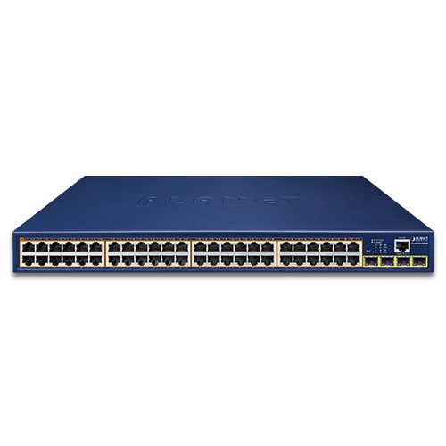 GS-4210-48P4S - IPv6/IPv4, 48-Port Managed 802.3at POE+ Gigabit Ethernet Switch + 4-Port 100/1000X SFP (400W PoE budget, 250m Extend mode, supports ERPS Ring, CloudViewer app, MQTT and cybersecurity features) - Planet