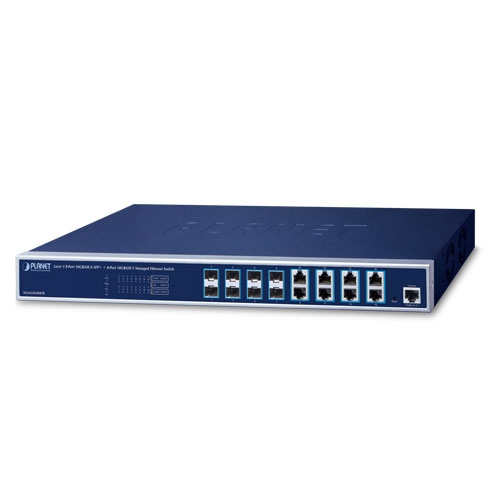 XGS-6320-8X8TR - Layer 3 8-Port 10GBASE-X SFP+ + 8-Port 10GBASE-T Managed Ethernet Switch with 48V DC Redundant Power (Hardware Layer 3 RIPv1/v2, OSPFv2/v3 dynamic routing, supports ERPS Ring, CloudViewer app, MQTT, Cybersecurity features, supports 1000X,