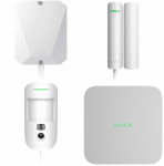 LEARNING-KIT-FIBRA-2G-W - Kit composto da 1 centrale Hub Fibra 2G (bianco), 1 contatto magnetico Door Protect Fibra (bianco), 1 rilevatore di movimento con videoverifica Motion Cam Fibra (bianco) ed 1 NVR 8ch (bianco) - AJAX