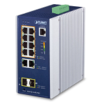 IGS-4215-8P2T2S - IP30 Industrial L2/L4 8-Port 10/100/1000T 802.3at PoE + 2-Port 10/100/1000T + 2-Port 100/1000X SFP Managed Switch (-40~75 degrees C), dual redundant power input on 48~56VDC terminal block, SNMPv3, 802.1Q VLAN, IGMP Snooping, SSL, SSH, AC