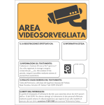 Cartello di segnalazione TVCC in PVC spessore 3mm conforme al GDPR 2024, formato A4