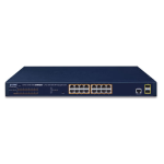 GS-4210-16P2S - IPv6/IPv4, 16-Port Managed 802.3at PoE+ Gigabit Ethernet Switch + 2-Port 100/1000X SFP (220W PoE budget, supports ERPS Ring, CloudViewer app, MQTT and cybersecurity features) - Planet