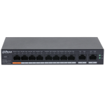 CS4010-8ET-60 Dahua - Cloud managed switch 8 porte PoE+ 10-100 Mbps / 2 porte 10-100-1000 Mbps di rilancio, managed tramite app DoLynk Care, potenza max. 60W, Hi-Poe sulla porta nr. 1, funzione Long Distance (250mt) e Watchdog supportate