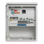 BCKBOX16L2 - Unità di alimentazione managed con alloggio batteria tampone IP66 termoventilato, include switch PoE L2 (16+2 SFP di rilancio), cassetto ottico 4 fibre, alloggio per router 4G, 3 out 12Vdc, RS485, RS232, multipresa di servizio, supervisionato