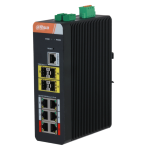 IS4410-6GT-120 Dahua - Switch industriale barra DIN 6 porta PoE+ 10-100-1000 Mbps / 4 porte fibra SFP, managed