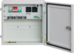 BOX DI DERIVAZIONE 48V ventola di raffreddamento, 1 x scaricatore, 2 x prese EU tamper apertura porta + luce di cortesia 3 x uscite a 12V da 1A terminale uscita 48Vdc terminale uscita 48Vdc barra DIN 