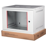 LK1907U40S - Rack a parete 7 unità da assemblare, profondità 400mm, con porta in vetro, colore grigio - LINK