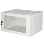 LK1906U30 - Rack a parete 6 unità, profondità 360mm, con porta in vetro, colore grigio - LINK