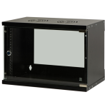 LK1906U32N - Rack a parete 6 unità, profondità 320mm, con porta in vetro, colore nero - LINK