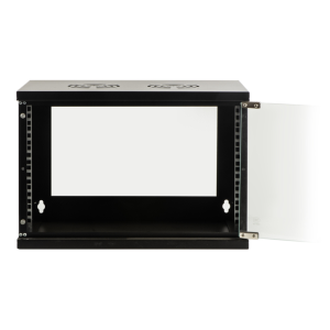 LK1906U32N - Rack a parete 6 unità, profondità 320mm, con porta in vetro, colore nero - LINK