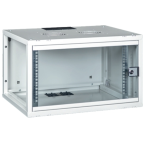 LK1906U45P - Rack a parete 6 unità da assemblare, profondità 450mm, con porta in vetro, colore grigio - LINK