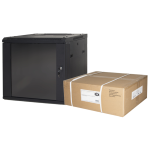 LK1906UNF - Rack a parete 6 unità da assemblare, profondità 450mm, con porta in vetro, colore nero - LINK