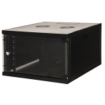 LK1907U66N - Rack a parete 6 unità, profondità 600mm, con porta in vetro, colore nero - LINK