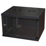 LK1907UN - Rack a parete 6 unità, profondità 450mm, con porta in vetro, colore nero - LINK