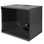 DN1909USSW - Rack a parete 9 unità da assemblare, profondità 400mm, con porta in vetro, colore nero - DIGITUS
