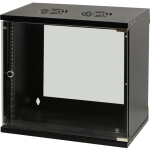 LK1909U32N - Rack a parete 9 unità, profondità 320mm, con porta in vetro, colore nero - LINK