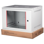 LK1909U40S - Rack a parete 9 unità da assemblare, profondità 400mm, con porta in vetro, colore grigio - LINK