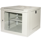 LK1909UL - Rack a parete 9 unità, profondità 400mm, con porta in vetro, colore grigio - LINK