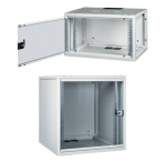 LK1912U45P - Rack a parete 12 unità da assemblare, profondità 450mm, con porta in vetro, colore grigio - LINK