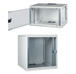 LK1912U60P - Rack a parete 12 unità da assemblare, profondità 600mm, con porta in vetro, colore grigio - LINK