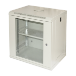 LK1912UL - Rack a parete 12 unità, profondità 400mm, con porta in vetro, compreso di ripiano, colore grigio - LINK
