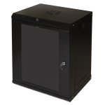 LK1912UNL - Rack a parete 12 unità, profondità 400mm, con porta in vetro, compreso di ripiano, colore nero - LINK