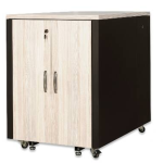ARM173 - Rack insonorizzato da pavimento 17 unità, profondità 1130mm, con porta in legno, colore legno/nero - DIGITUS