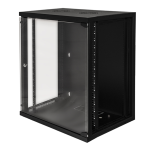 LK1915U66N - Rack a parete 15 unità, profondità 600mm, con porta in vetro, colore nero - LINK