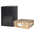 LK1915UNF - Rack a parete 15 unità da assemblare, profondità 450mm, con porta in vetro, colore nero - LINK