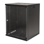 LK1918U66N - Rack a parete 18 unità, profondità 600mm, con porta in vetro, colore nero - LINK