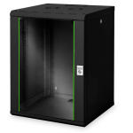 DN1916U66B - Rack a parete 16 unità, profondità 600mm, con porta in vetro, colore nero - DIGITUS