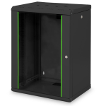 DN1916UB - Rack a parete 16 unità, profondità 450mm, con porta in vetro, colore nero - DIGITUS