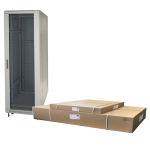 LK1922U66GFP - Rack 22 unità da assemblare, profondità 600mm, con porta in vetro, colore grigio - LINK