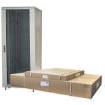 LK1927U66GFP - Rack 27 unità da assemblare, profondità 600mm, con porta in vetro, colore grigio - LINK