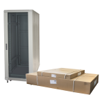 LK1932U66GFP - Rack 32 unità da assemblare, profondità 600mm, con porta in vetro, colore grigio - LINK
