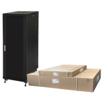 LK1932U66NFP - Rack 32 unità da assemblare, profondità 600mm, con porta in vetro, colore nero - LINK