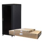 LK1932U68NFP - Rack 32 unità da assemblare, profondità 800mm, con porta in vetro, colore nero - LINK