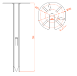 EL1312FZ Unistab - SUPPORTO BASE TONDA diam. 155 MM - SPESSORE 3 MM - H 370 MM PER INFISSIONE A TERRA - ZINCATO