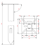 EL1360FZ Unistab - Piantone H 600mm - base 130x130x3mm - H palo max 1.5 mt - Acciaio - Zincatura a caldo
