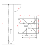 EL1337FZ Unistab - Piantone H 370mm - base 130x130x3mm - H palo max 1.0 mt - Acciaio - Zincatura a caldo