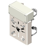 CB3412FE Unistab   Staffa acciaio 130x140x2mm nero BoxPVC IP65 130x55x60 pali d.60 90 2 fascette pressacavo telecamera