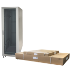 LK1942U66GFP - Rack 42 unità da assemblare, profondità 600mm, porta in vetro, colore grigio - LINK