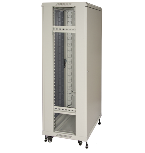 LK1942U66GR - Rack 42 unità, profondità 600mm, porta in vetro, colore grigio - LINK